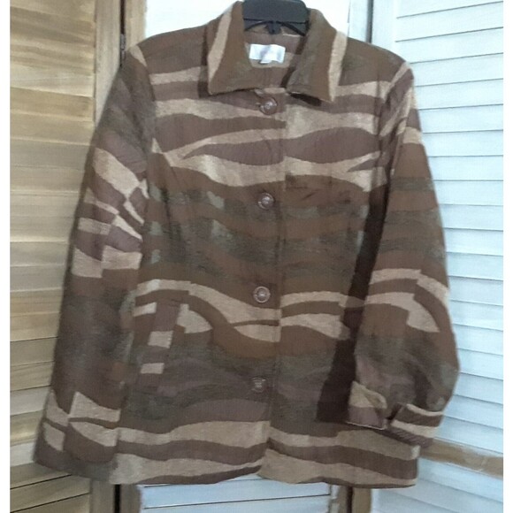 Erin London Women's Jacket Size Large Button Front Quilted Tapestry Pockets - Picture 1 of 7